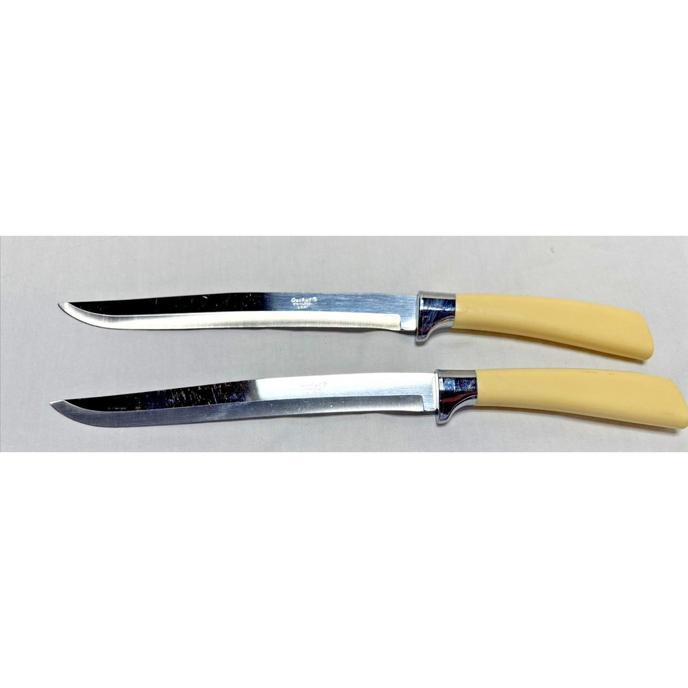 2 Quikut Carving Knife 12" Stainless Steel Ivory Handle lot Made in USA